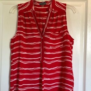 EUC Red/White Sleeveless Blouse by Market & Spruce